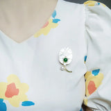 Women Leaf Pearl Brooches Sweater Jewelry Accessory