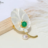 Women Leaf Pearl Brooches Sweater Jewelry Accessory