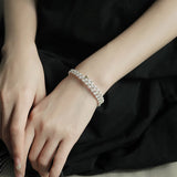 Multilayer Pearl Diamond Bangle Bracelet Jewelry