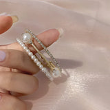 Multilayer Pearl Diamond Bangle Bracelet Jewelry