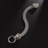 Silver Metal Double-Headed Lion Bracelet for Men