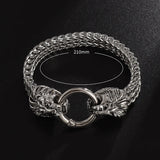 Silver Metal Double-Headed Lion Bracelet for Men