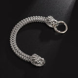 Silver Metal Double-Headed Lion Bracelet for Men