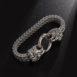 Silver Metal Double-Headed Lion Bracelet for Men