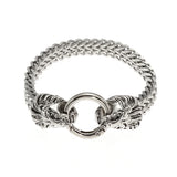 Silver Metal Double-Headed Lion Bracelet for Men