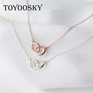 Double Circles Interlocking Choker Necklace Sterling Silver