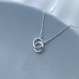 Double Circles Interlocking Choker Necklace Sterling Silver