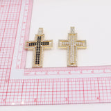 Double Cross Pendant Copper Zirconia Necklace Men Women Party Wedding Jewelry