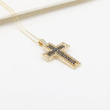 Double Cross Pendant Copper Zirconia Necklace Men Women Party Wedding Jewelry
