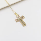 Double Cross Pendant Copper Zirconia Necklace Men Women Party Wedding Jewelry