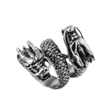 Double Dragon Twist Rings Stainless Steel Ladies Jewellery Christmas Gift