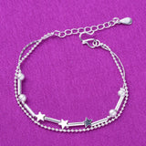 Double Layer Star Round Beads 925 Sterling Silver Charm Bracelets