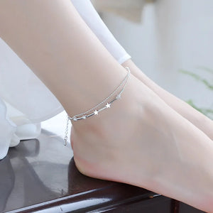 Double Layer Star Round Beads 925 Sterling Silver Charm Bracelets