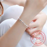 Double Layer Star Round Beads 925 Sterling Silver Charm Bracelets