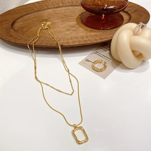 Double Layer Geometric Pendant Necklace for Women