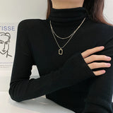 Double Layer Geometric Pendant Necklace for Women