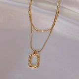 Double Layer Geometric Pendant Necklace for Women