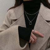 Double Layer Geometric Pendant Necklace for Women