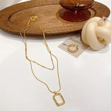 Double Layer Geometric Pendant Necklace for Women