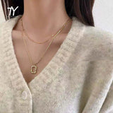 Double Layer Geometric Pendant Necklace for Women