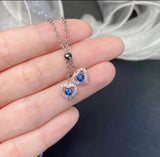 Zircon Double Love Heart Pendant Necklace Women Collarbone Chain