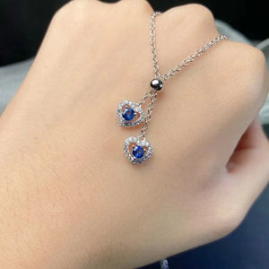 Zircon Double Love Heart Pendant Necklace Women Collarbone Chain