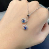 Zircon Double Love Heart Pendant Necklace Women Collarbone Chain