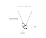 Zircon Double Ring Circles Pendant Necklace 925 Sterling Silver Sweater Chain