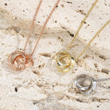 Classic Double Ring Necklaces 925 Silver Pendant Charm Gift