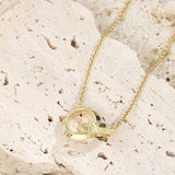 Classic Double Ring Necklaces 925 Silver Pendant Charm Gift