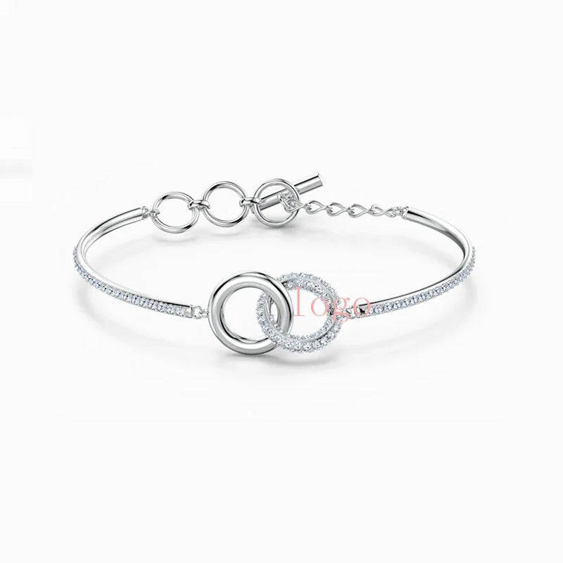 Double Round Stone Bracelet Bridal Jewelry Romantic Gift