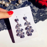 Leaf CZ Earrings 925 Sterling Silver Crystals Wedding Bride Earrings