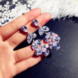 Leaf CZ Earrings 925 Sterling Silver Crystals Wedding Bride Earrings