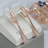 Rose Plated Drop Shape Zircon Dangle Earrings - Vintage Wedding Jewelry