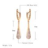 Rose Plated Drop Shape Zircon Dangle Earrings - Vintage Wedding Jewelry