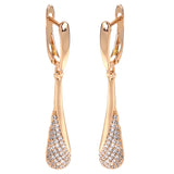 Rose Plated Drop Shape Zircon Dangle Earrings - Vintage Wedding Jewelry