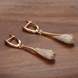 Rose Plated Drop Shape Zircon Dangle Earrings - Vintage Wedding Jewelry