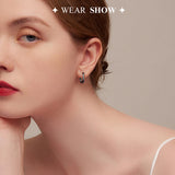 Square Hoop Earrings 925 Silver Big Shape Fine Jewelry Party CE1803