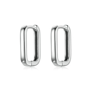 Square Hoop Earrings 925 Silver Big Shape Fine Jewelry Party CE1803