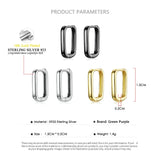 Square Hoop Earrings 925 Silver Big Shape Fine Jewelry Party CE1803