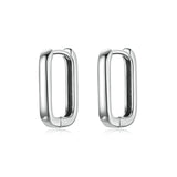 Square Hoop Earrings 925 Silver Big Shape Fine Jewelry Party CE1803