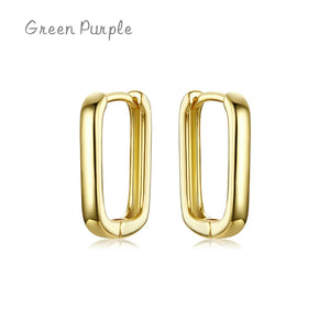 Square Hoop Earrings 925 Silver Big Shape Fine Jewelry Party CE1803
