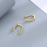 925 Silver Twist Chain Hoop Earrings 18K Plated for Women