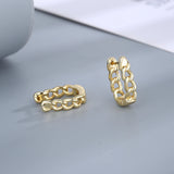 925 Silver Twist Chain Hoop Earrings 18K Plated for Women