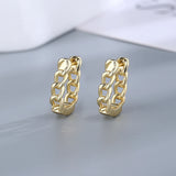 925 Silver Twist Chain Hoop Earrings 18K Plated for Women