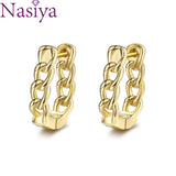 925 Silver Twist Chain Hoop Earrings 18K Plated for Women