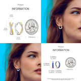 Sterling Silver Colorful CZ Hoop Earrings for Women