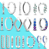 Sterling Silver Colorful CZ Hoop Earrings for Women