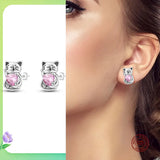 925 Silver Footprint Dragonfly Daisy Magnolia Stud Earrings For Women