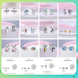 925 Silver Footprint Dragonfly Daisy Magnolia Stud Earrings For Women